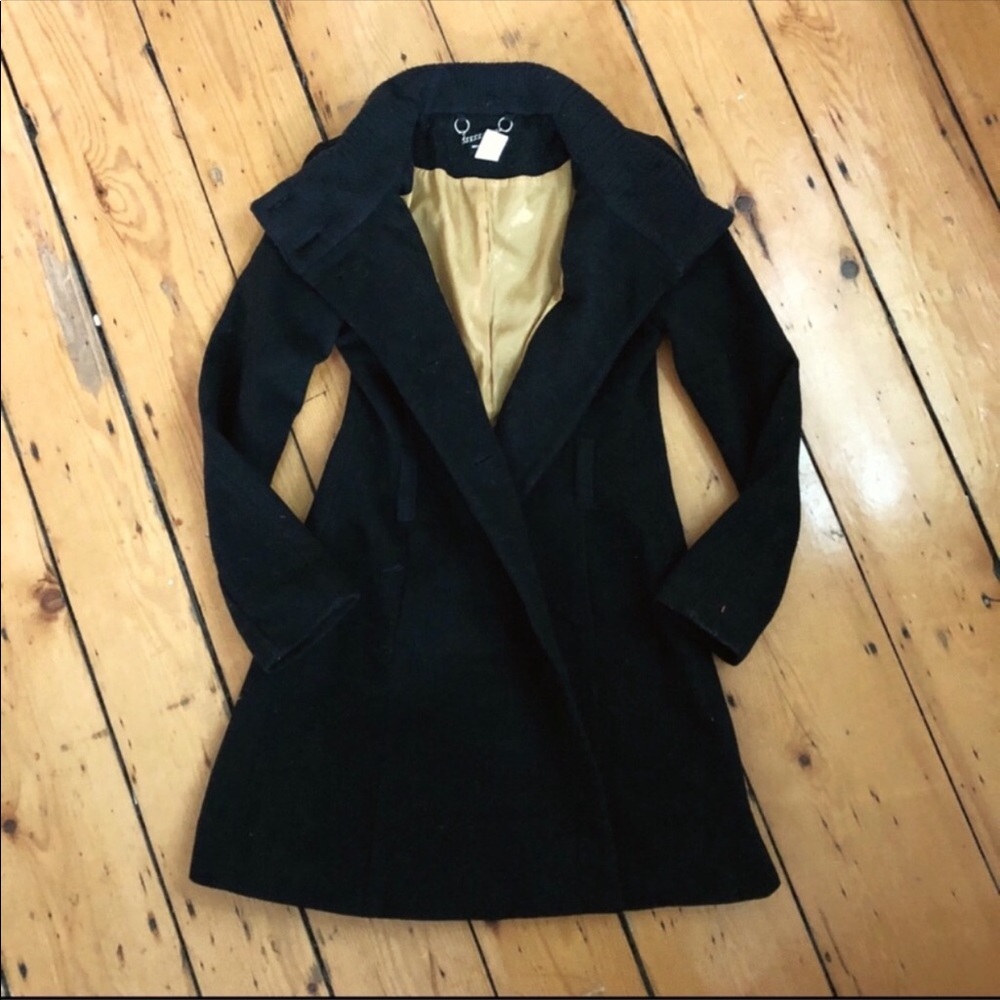 ❤️ Miss Sixty wool button-down mock neck pea coat